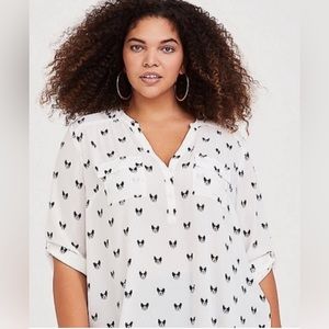 Torrid Size 1 (14/16) Harper Georgette Blouse - French Bulldogs